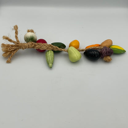 Pair Ceramic Fruit Vegetable on Jute Braid