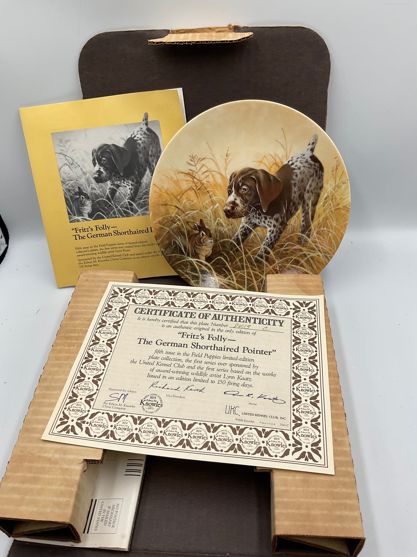 The Edwin M.Knowles China Co. “Fritz’s Folly-The German Shorthaired Pointer By Lynn Kaatz