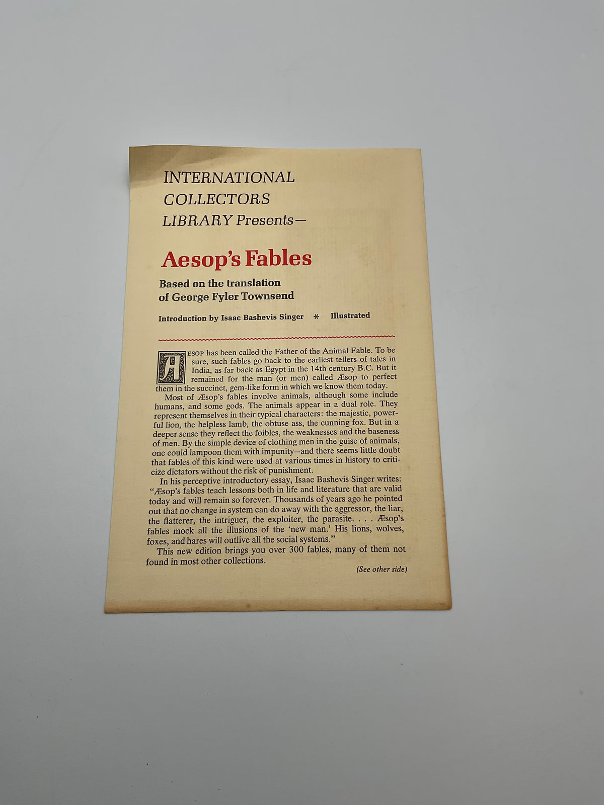 Aesop's Fables International Collectors Library Hardcover 1968