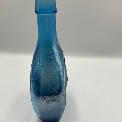 Vintage Wheaton Blue Iridescent Carnival Glass Bottle