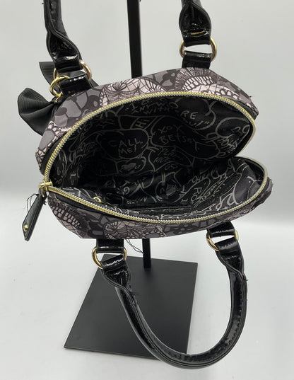 Betsey Johnson Sequin Skull Tote Handbag Bow Goldtone Hardware