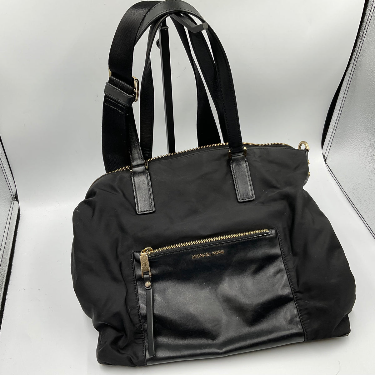 Michael Kors Black Tote Shoulder Bag Gold Hardware