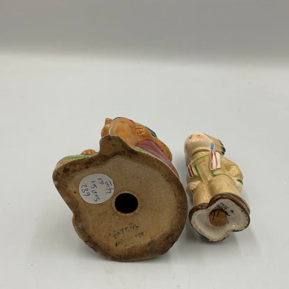 Vintage Ceramic Salt And Pepper Shakers Hand Painted Native American