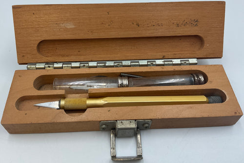 Vintage Uber Hobby Craft Knife Set Palo Alto California Wood Box
