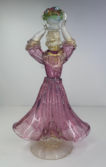 Ercole Barovier Vintage 1930s-1960s Murano Glass Venetian Woman With Fruit Basket on Head
