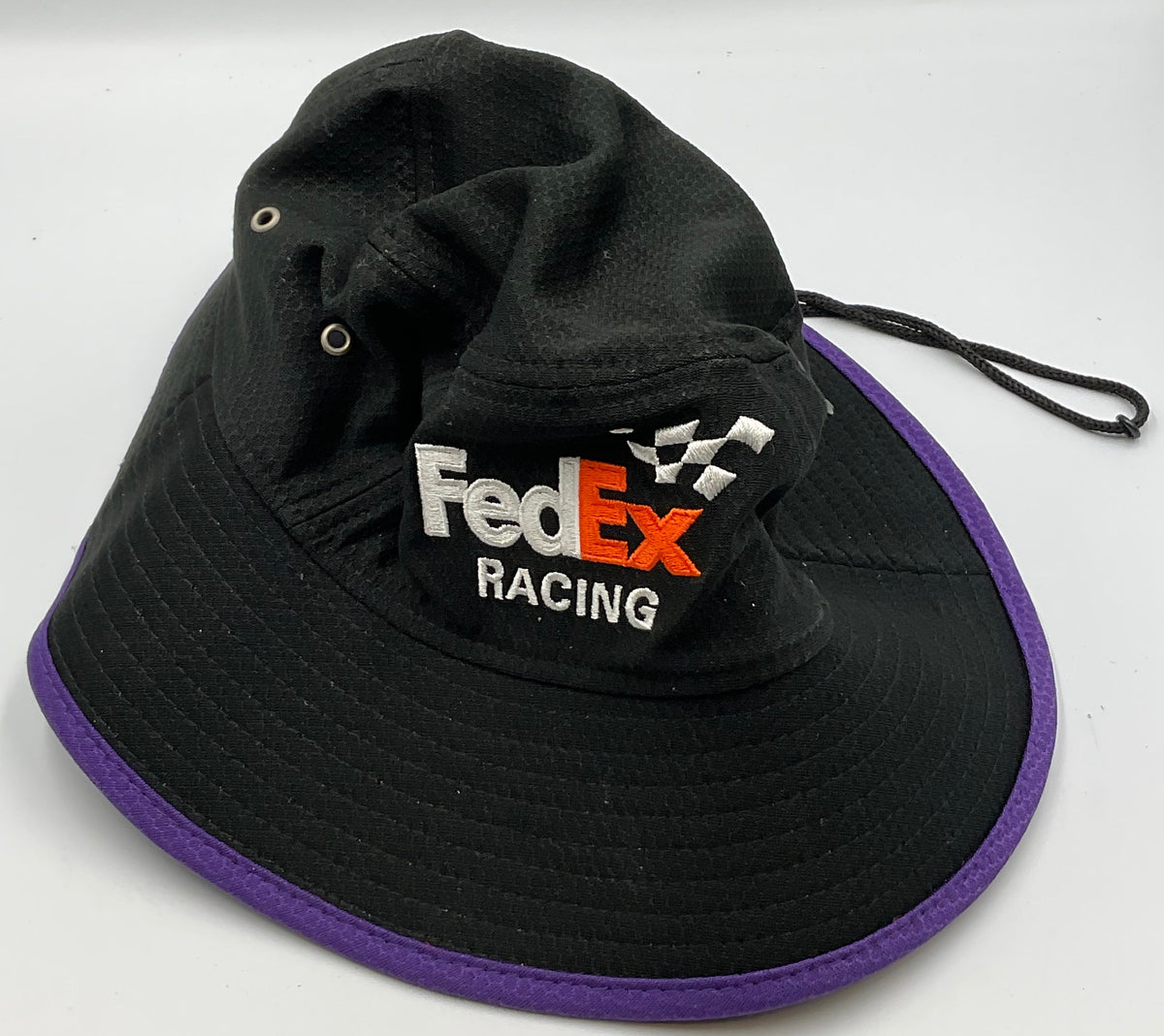 Denny Hamlin #11 FedEx Racing New Era NASCAR Black Purple Bucket Hat Drawstring