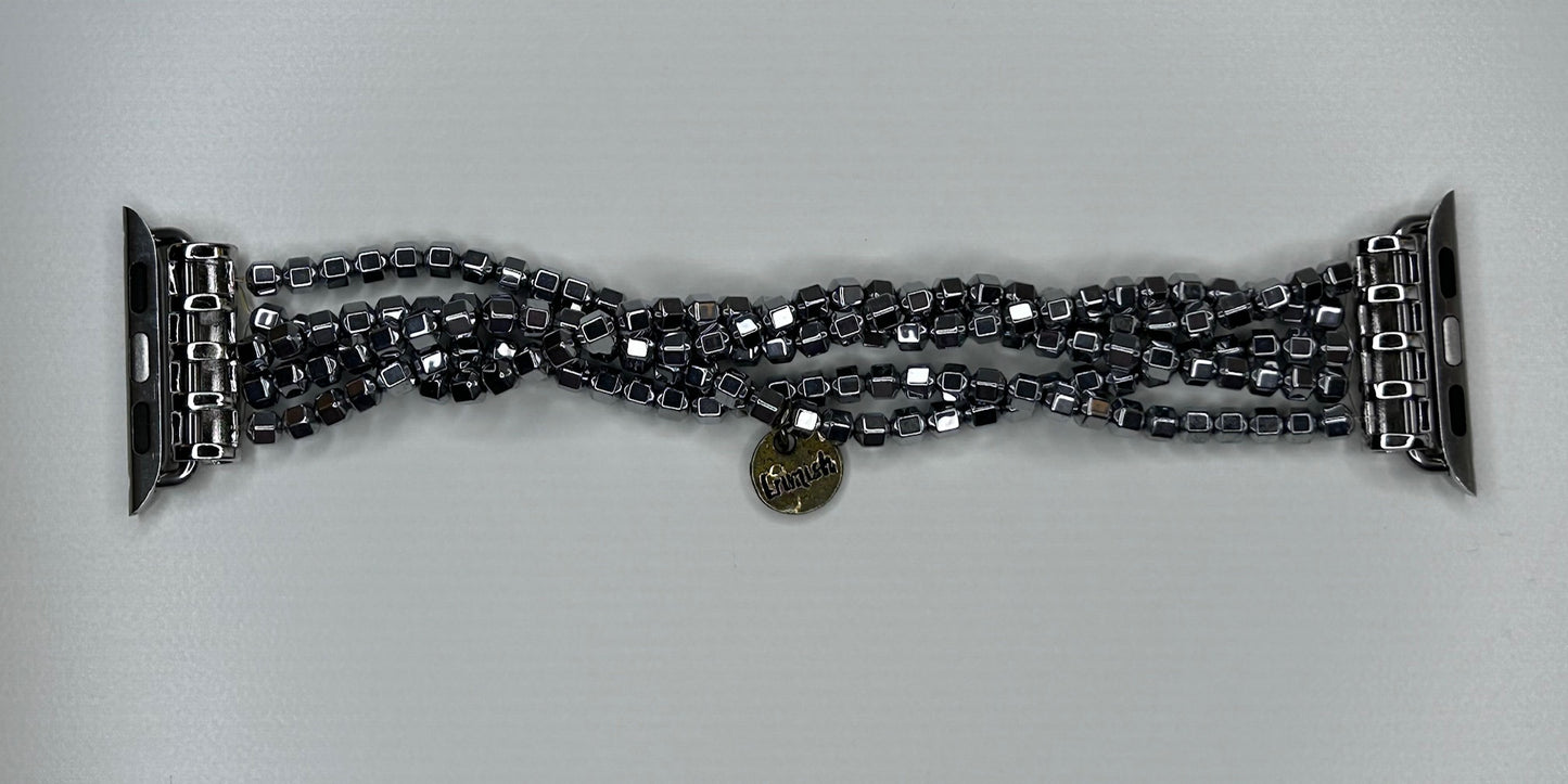 Apple Watch Band Women's Beaded Silver Bracelet 5.5"