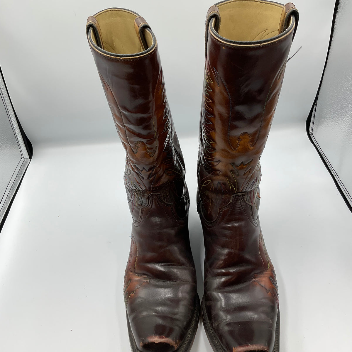 Vintage Wrangler 5630 Men's 9D Brown Leather Eagle Western Cowboy Boots