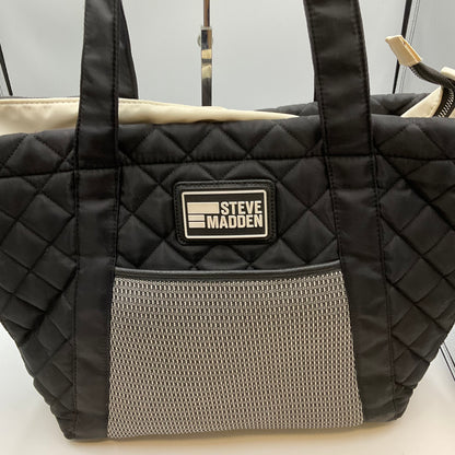 Steve Madden Black Quilted Messenger Tote Bag