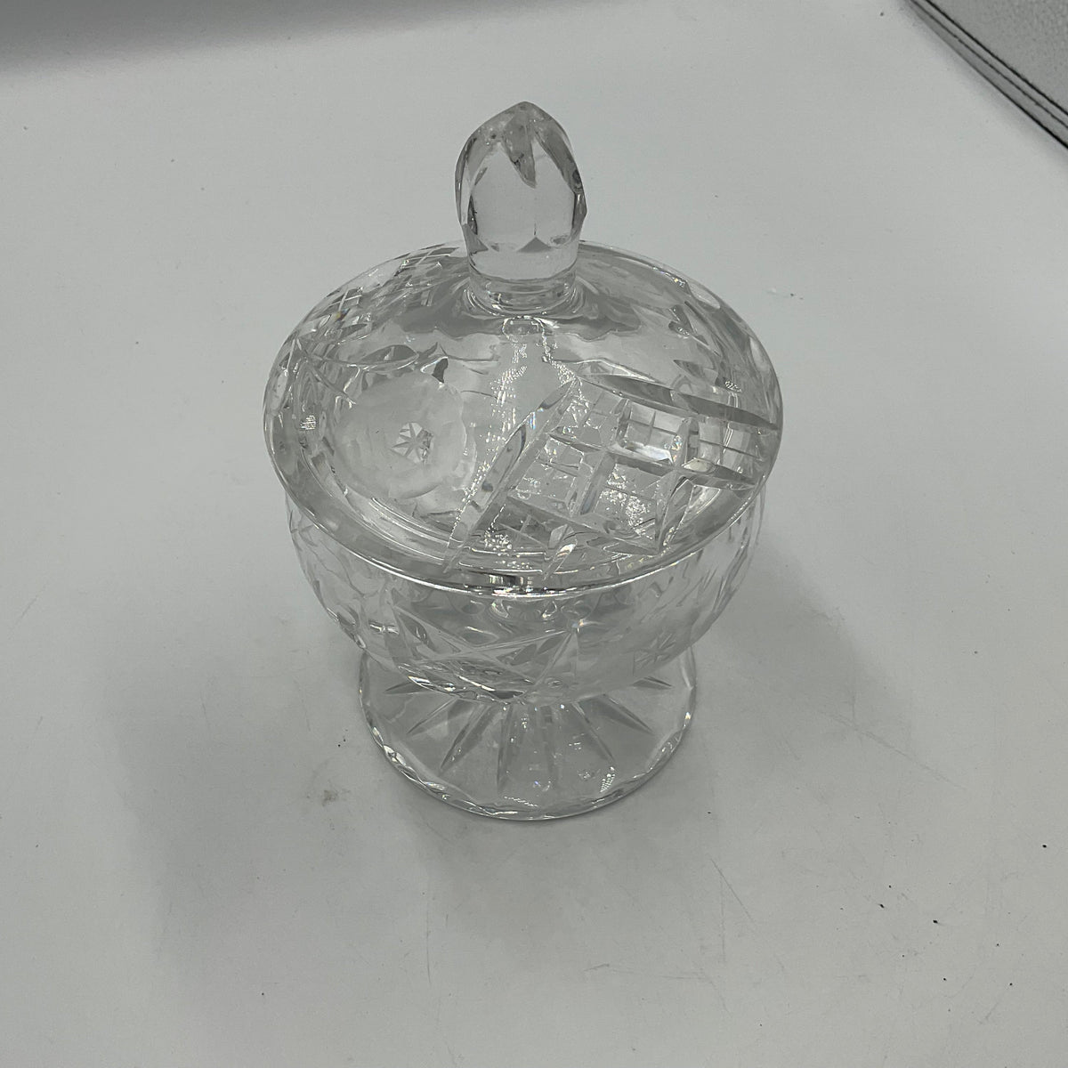 Chardoney Crystal Etched Compote Candy Jar