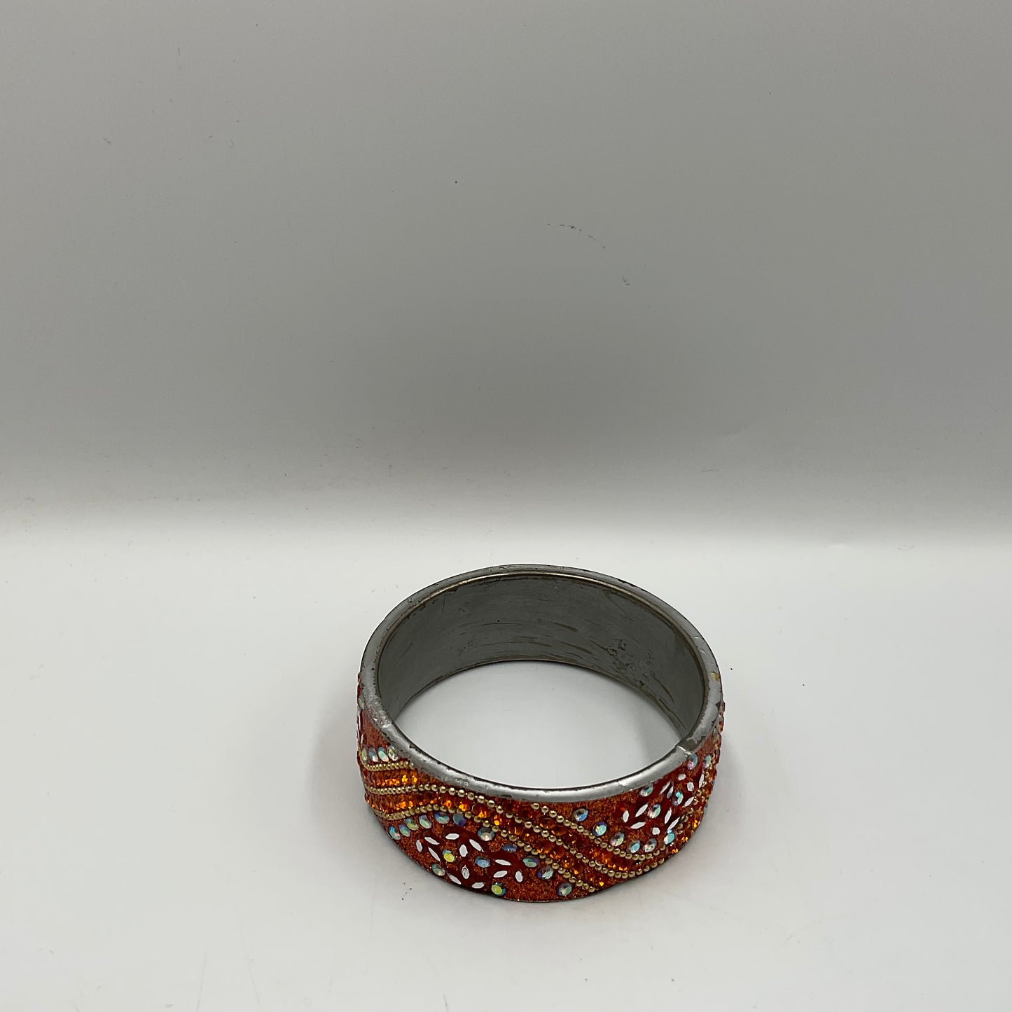 Wide Cuff Bangle With Orange Crystals