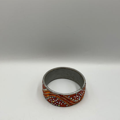 Wide Cuff Bangle With Orange Crystals