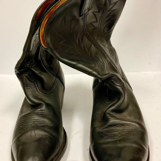 Black Leather Durango Boots Size 12EE Yellow Interior Lining