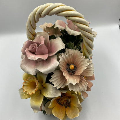 Italian Capodimonte Porcelain Flower Basket