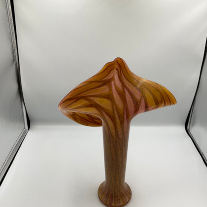 Orange Art Glass Jack-In The Pulpit Vase