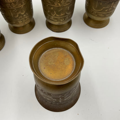 Brass Drinking Tumblers Vintage Made in India Set of 6