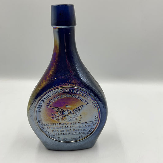 Vintage Wheaton Blue Iridescent Carnival Glass Bottle