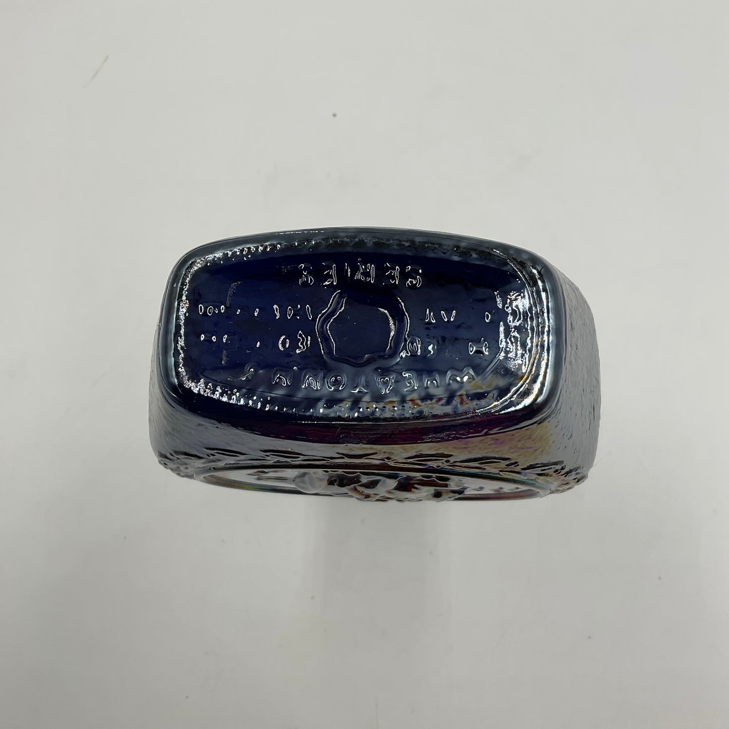 Vintage Wheaton “Great American Series”Blue Iridescent Carnival Glass Bottle