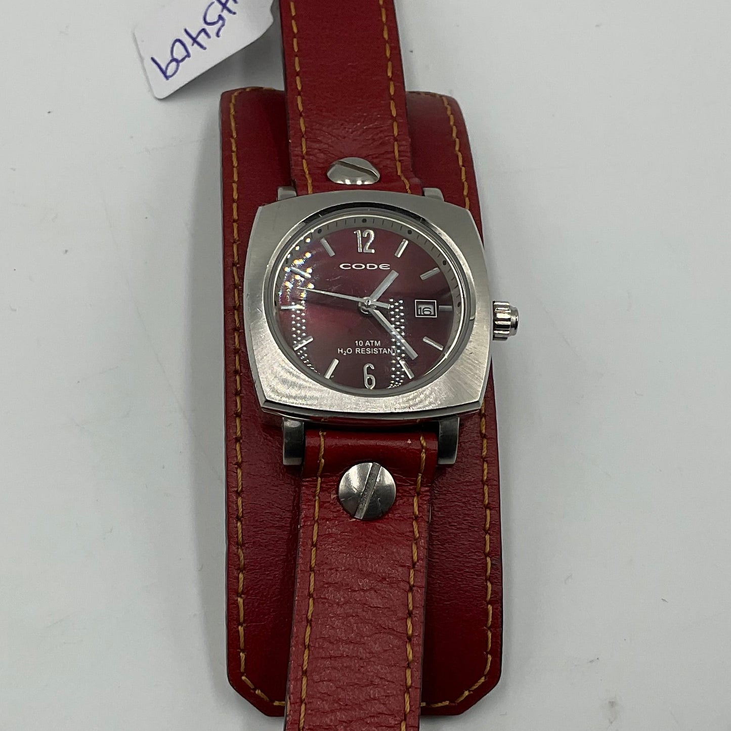 Code Brand Water Resistant Leather Cuff Band Quartz Watch New Battery