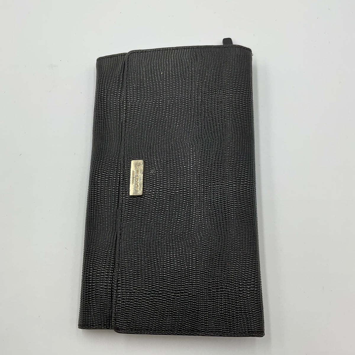 Kate Spade New York Black Lizard Embossed Foldover Clutch Wallet