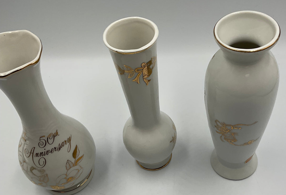 50th Anniversary Danish Porcelain Vases Set Of 3