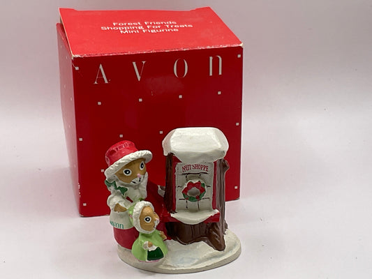 Avon Gift Collection Vintage Forest Friends Shopping For Treats Mini Figurine Christmas Holiday Decoration Decor with Original Box