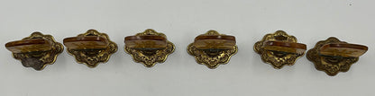 1920s or 1930s Antique Art Deco Czech amber intaglio glass place card holders