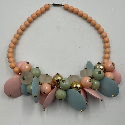 Abstract Pastel Plates Beads and Charms Beaded Necklace