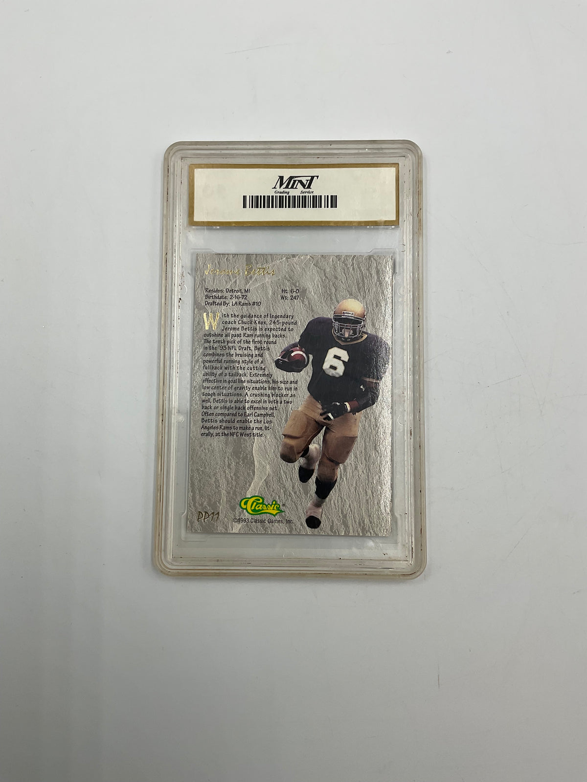Jerome Bettis Power Pick #PP11 Rookie Card 1993 GEM MT 10 Classic 4 Sport