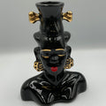 Vintage Nubian Lady Head Vase Mid-Century Blackamoor Style Ceramic 6"