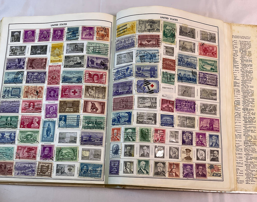 Traveler Stamp Album for International Postage Stamp Collectors Partially Full Incomplete
