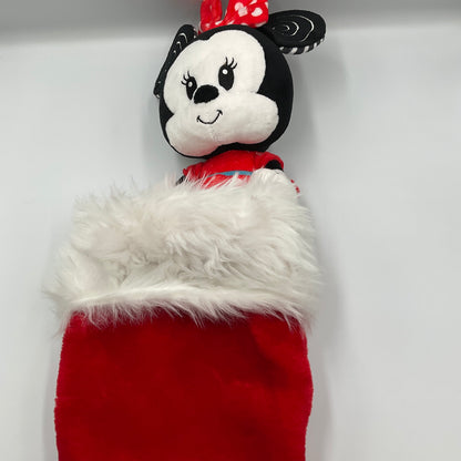 Disney Baby Minnie Mouse Plush Christmas Stocking Red White Holiday