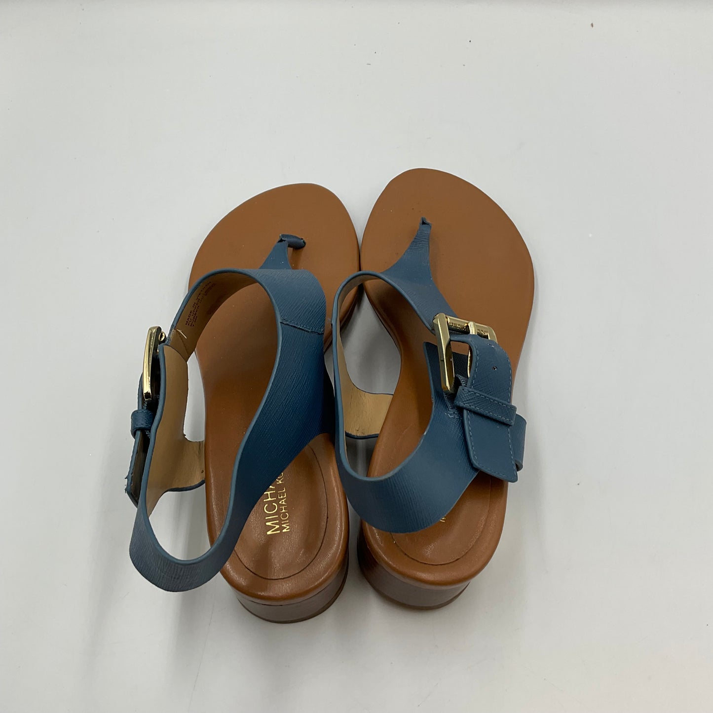 Michael Kors London Thong Block Heel Blue Size 7.5
