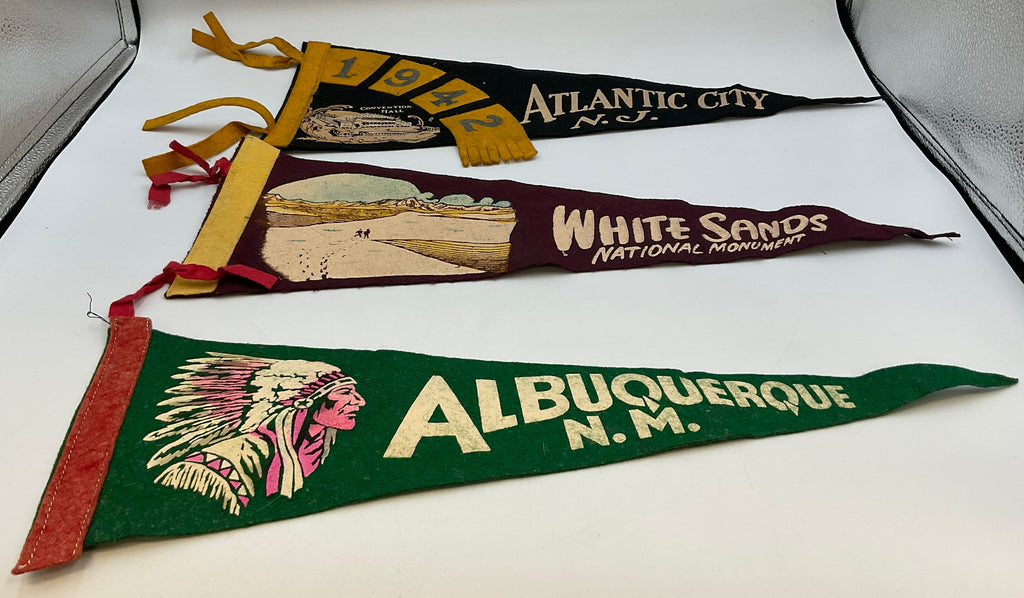 Lot 3 Felt Pennants Rare 1942 Atlantic City White Sands Albuquerque NM