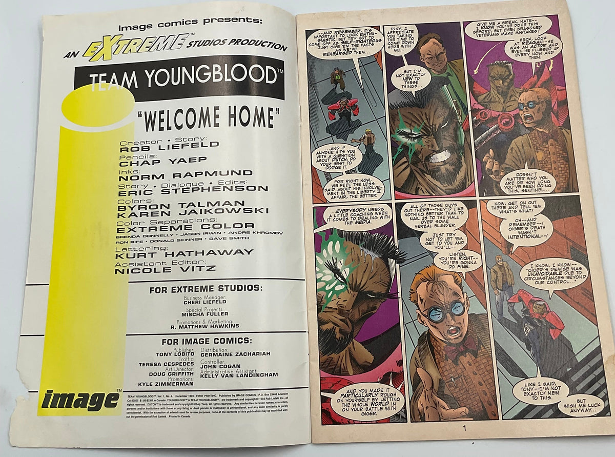 Team Youngblood 4 Image Comic Extreme Studios Dec 1993 First Printing Chap Yaep