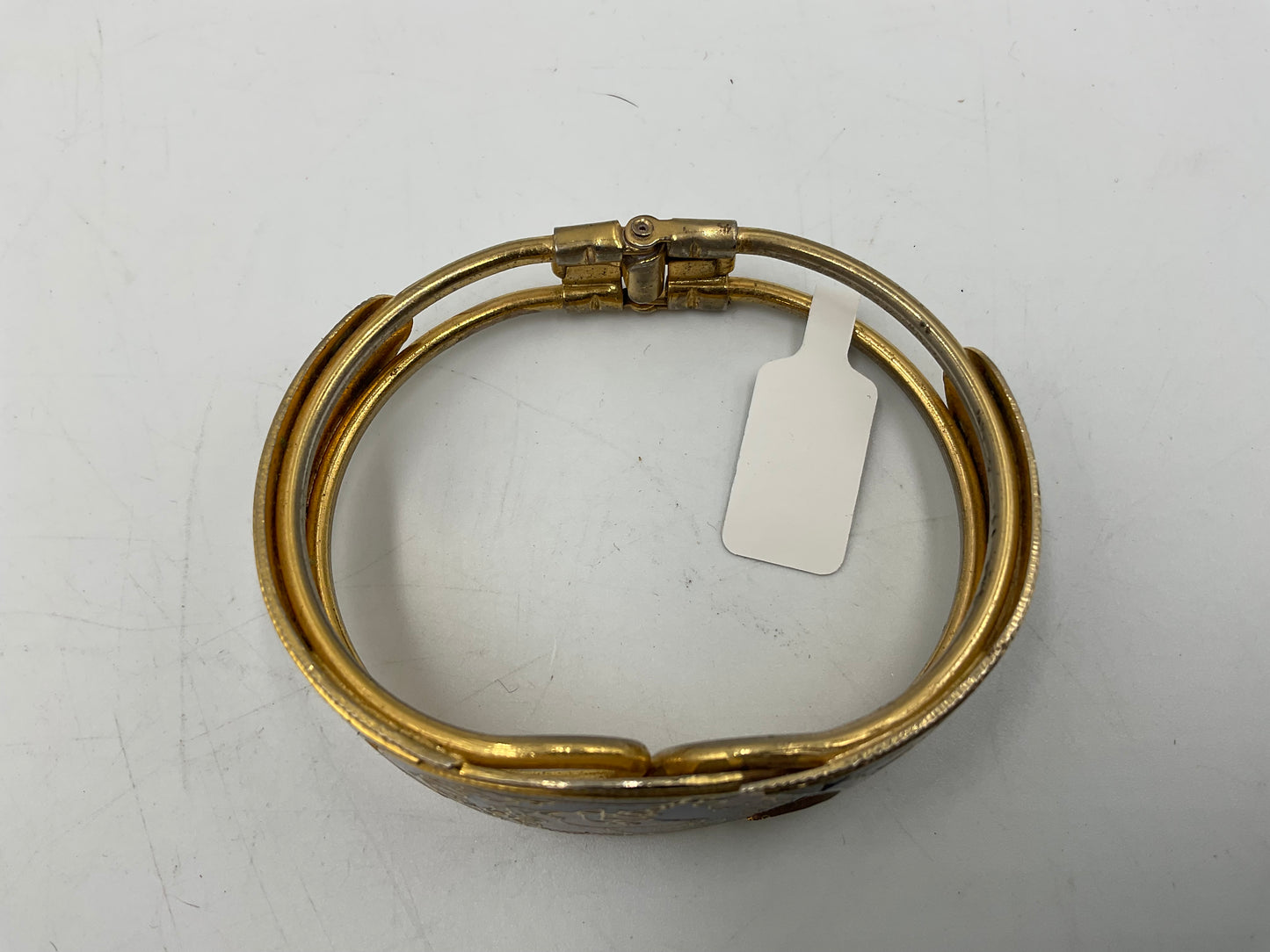 Vintage Hinged Clamper Oval Blue Enamel