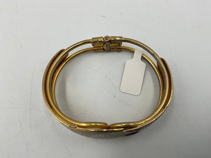 Vintage Hinged Clamper Oval Blue Enamel