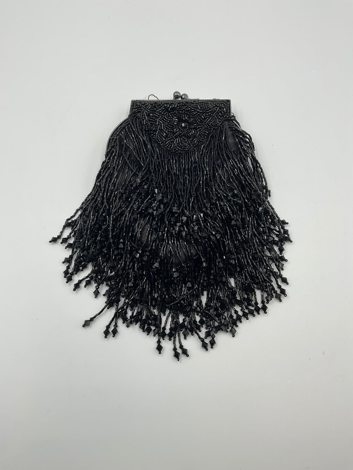 Chico's Black Beaded Evening Clutch Bag Great Gatsby Flapper Style