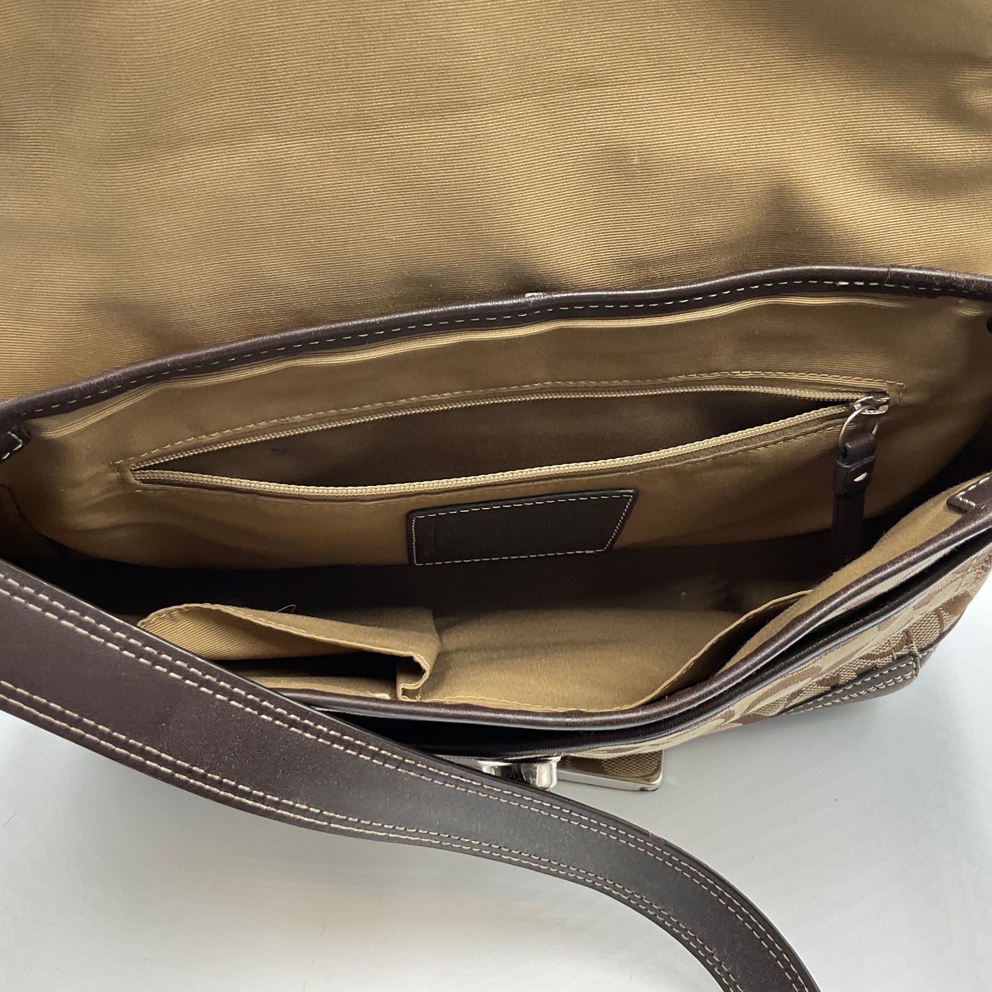 Coach Shoulder Bag Classic Signature Brown Canvas Pattern