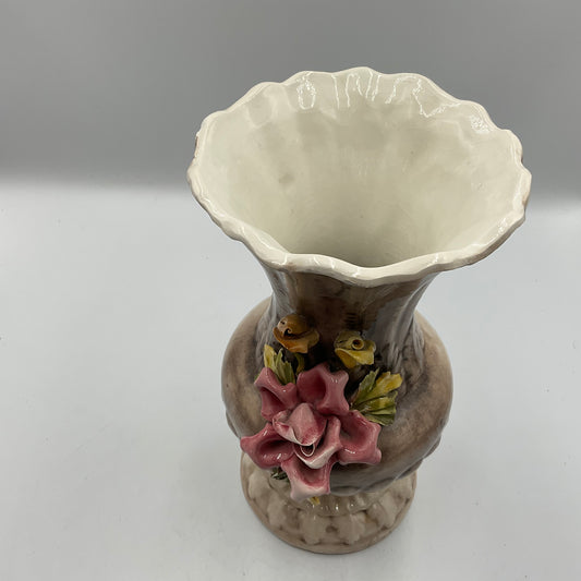 Capodimonte Porcelain Floral Designed Flower Vase Vintage