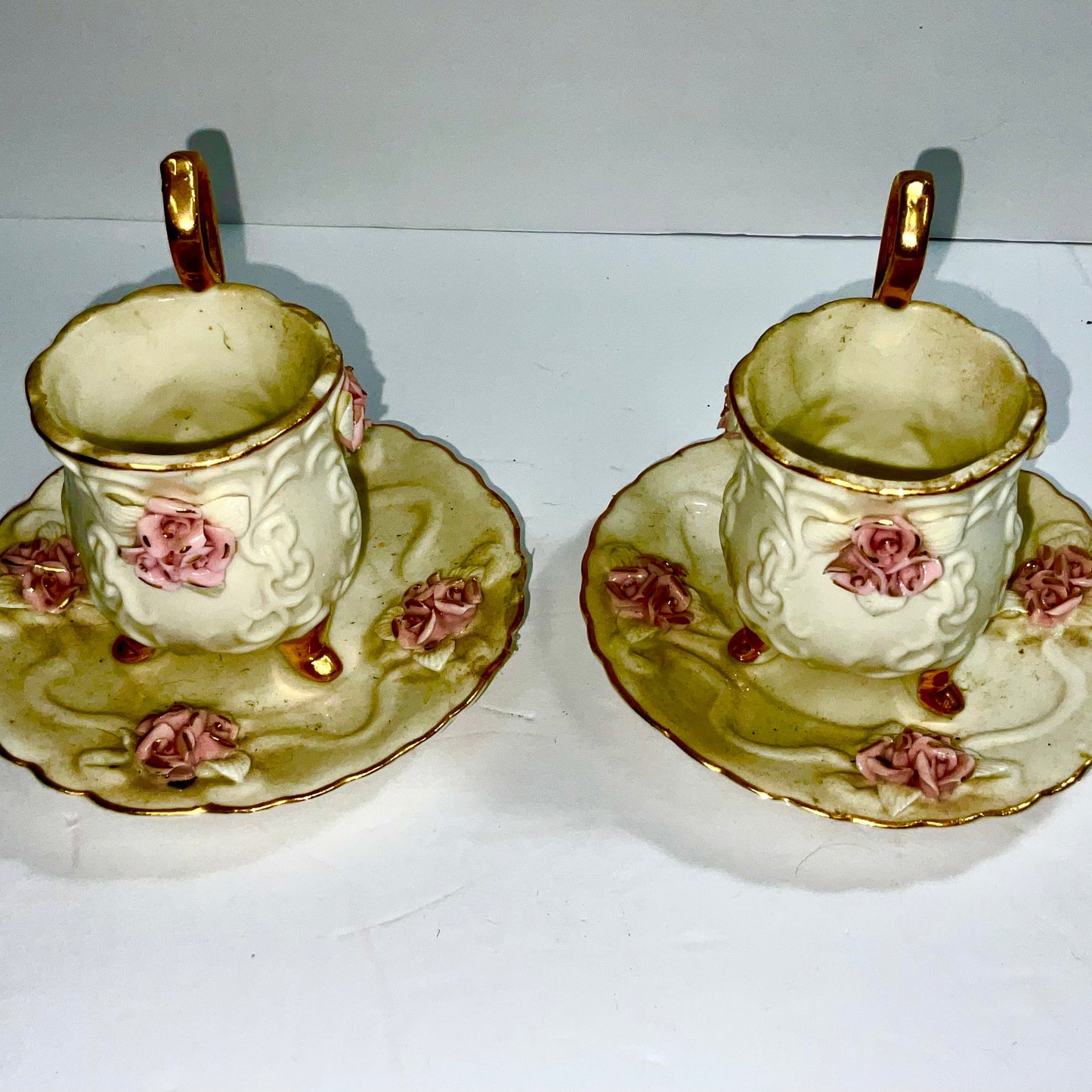 Golden Pink Rose Tea Cup Set