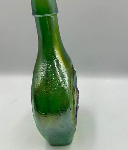Vintage Wheaton John Paul Jones Green Carnival Glass Bottle