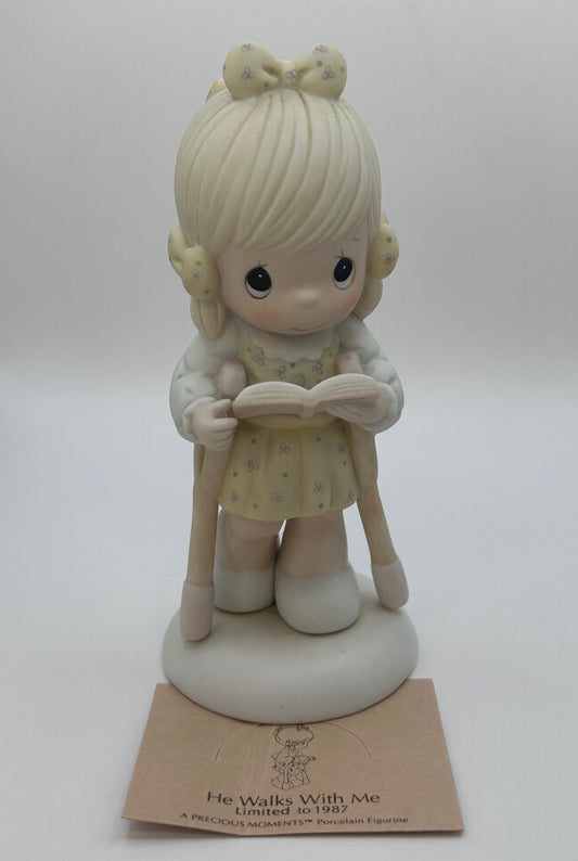 Precious Moments Vintage 1986 He Walks With Me Porcelain Figurine