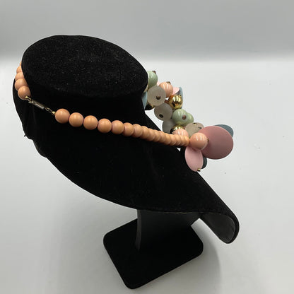 Abstract Pastel Plates Beads and Charms Beaded Necklace