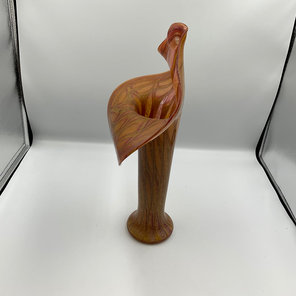 Orange Art Glass Jack-In The Pulpit Vase