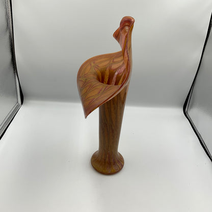 Orange Art Glass Jack-In The Pulpit Vase