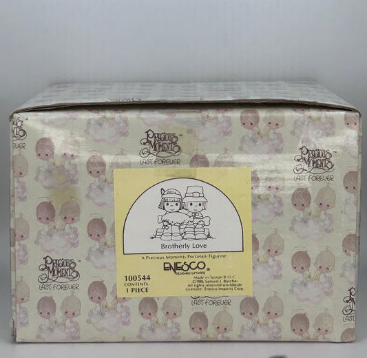Precious Moments Vintage 1986 Brotherly Love Painted Porcelain Collectible Figurine Original Box Mint