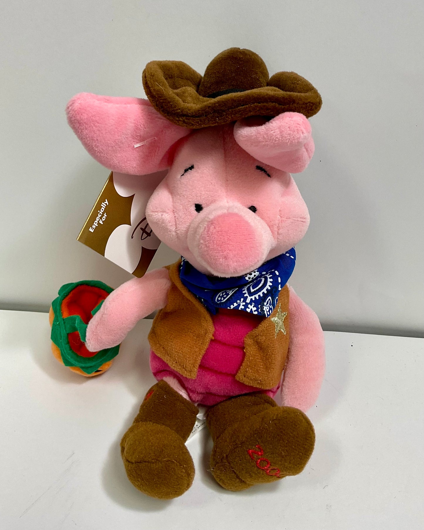 Cowboy Piglet Vintage Winnie the Pooh Bear & Friends Mini Beanbag Beanie Plush Disney Collectible