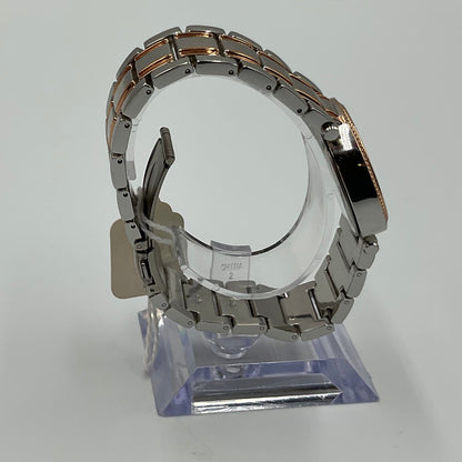 Rose Gold Two Tone Silver Face Women's Watch NEW BATTERY