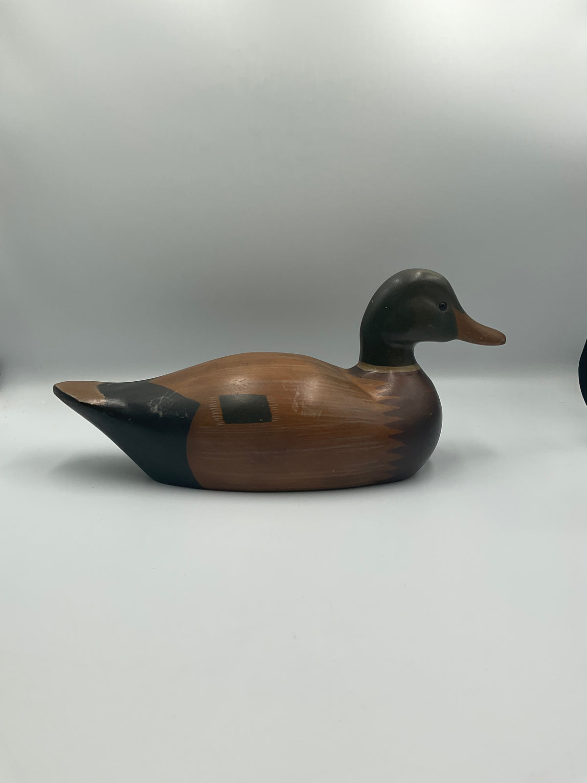 Vintage Hand Carved Wooden Mallard Hen Duck Decoy